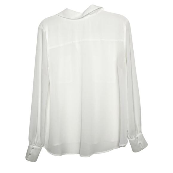BE COOL Sheer Button Down Shirt Blouse Long Sleeve Cuffed Pockets White Size L - Picture 7 of 8